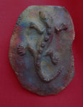 Vintage Metallic RAKU pottery petroglyph brooch, 2.5" x 1.5"