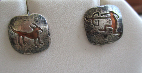 Artisan Petroglyphs, 1/2 inch long, a little wider, silver and copper, SIGNED