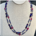Multi-gem with iolite, Amethyst, Lapis and red jade gem stones. Lobster clasp. 21”