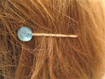 Hair/Scarf Pin (Swiss Blue Topaz-lab grown), sterling silver plated pin