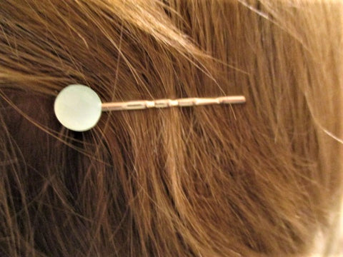 Hair/Scarf Pin, Seafoam Chalcedony (enhanced), sterling silver plated pin